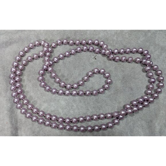 Metallic Coquette Pastel Purple Beaded Opera Necklace - Picture 5 of 5